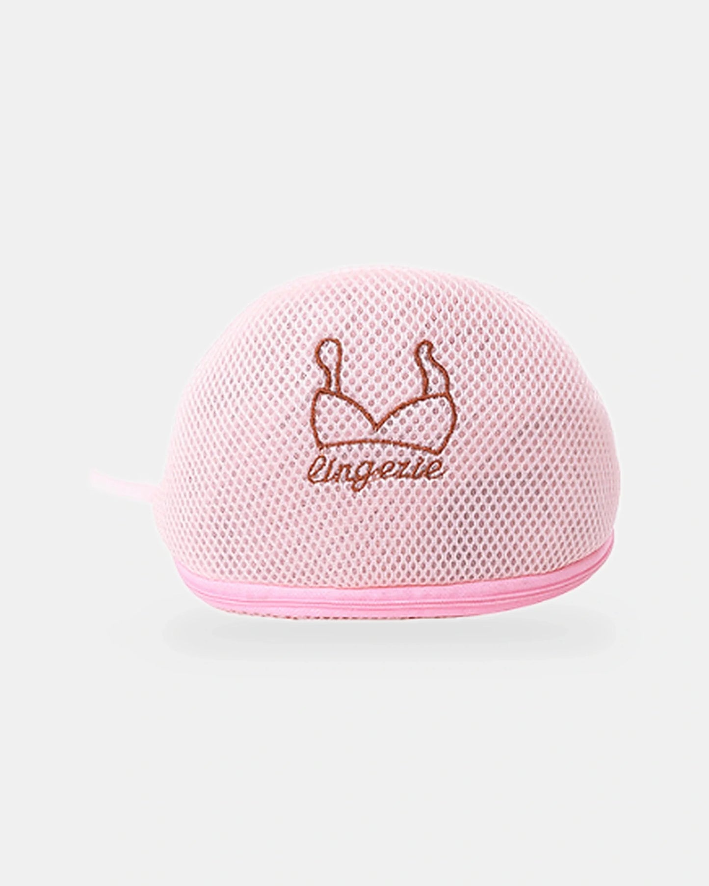 Domed bra wash bag in pink mesh, 24 x 18 cm