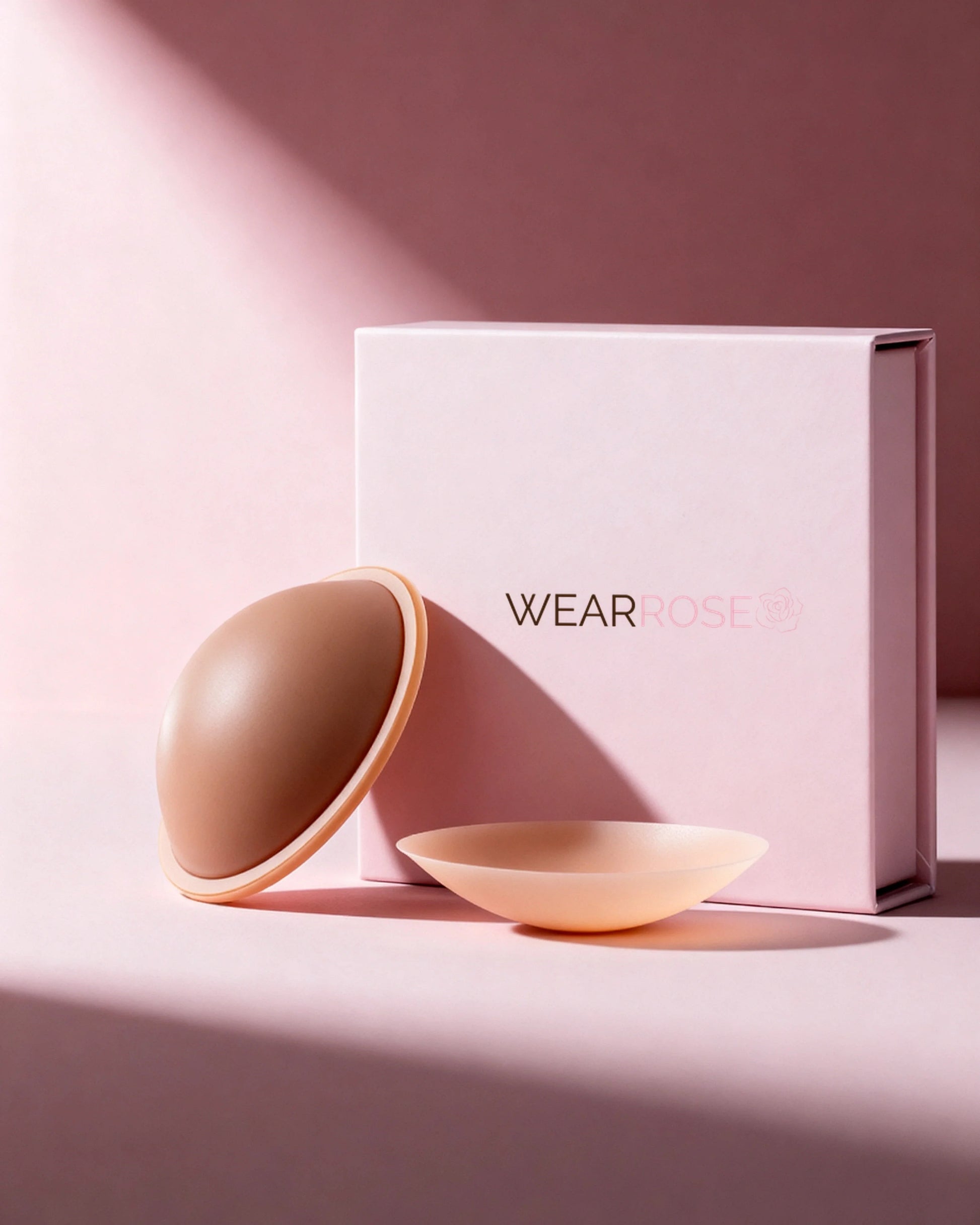 Wear Rose reusable silicone nipple covers in Beige with gift box