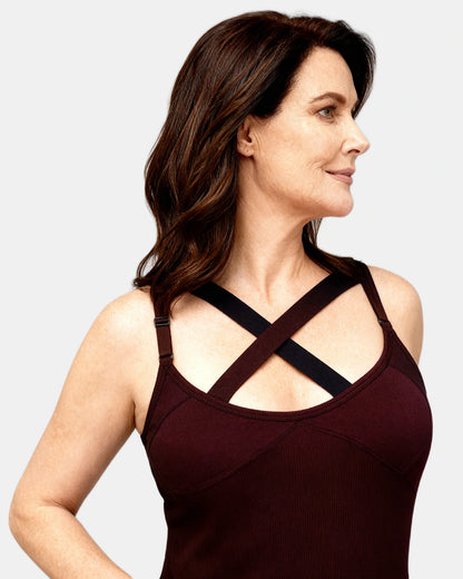 built in bra support tank Aubergine — Wear Rose