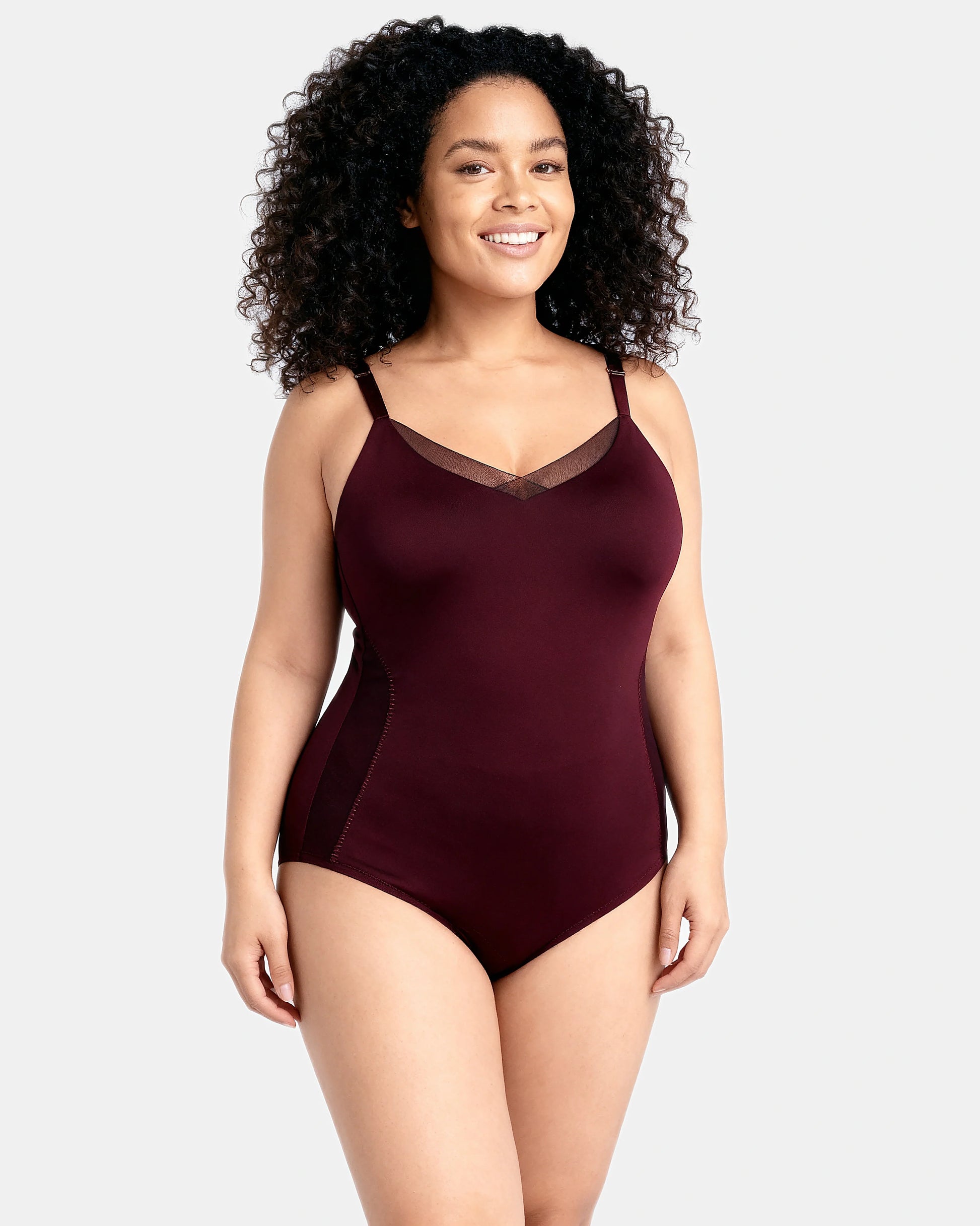 cross front cami bodysuit Plum — Wear Rose