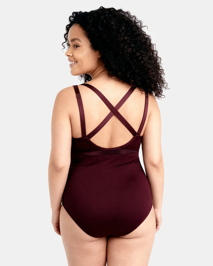 cross front cami bodysuit Plum — Wear Rose