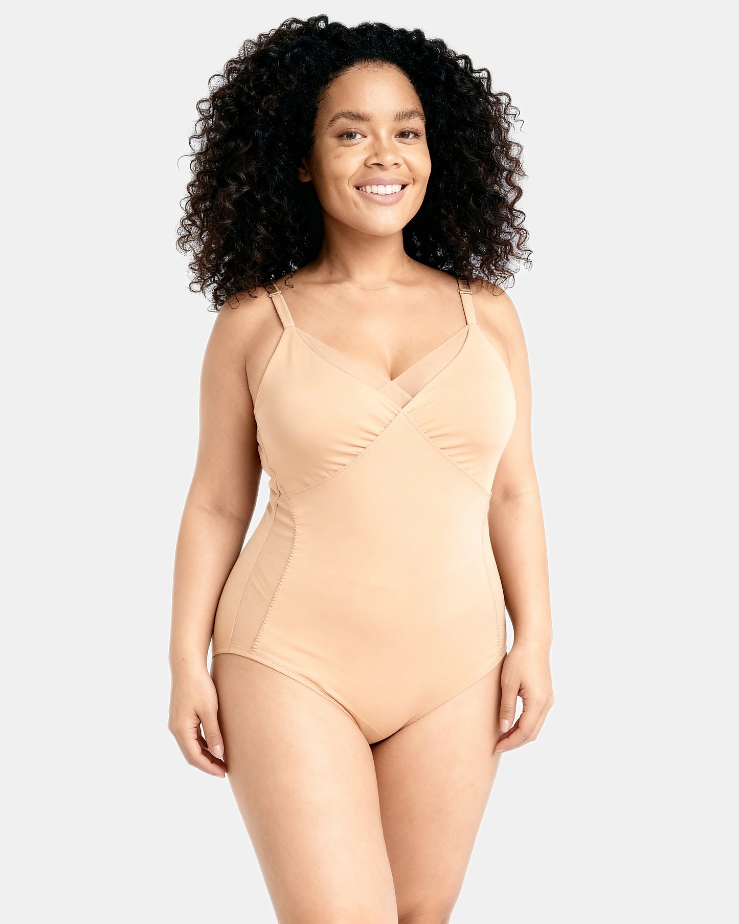 cross front cami bodysuit Sand — Wear Rose