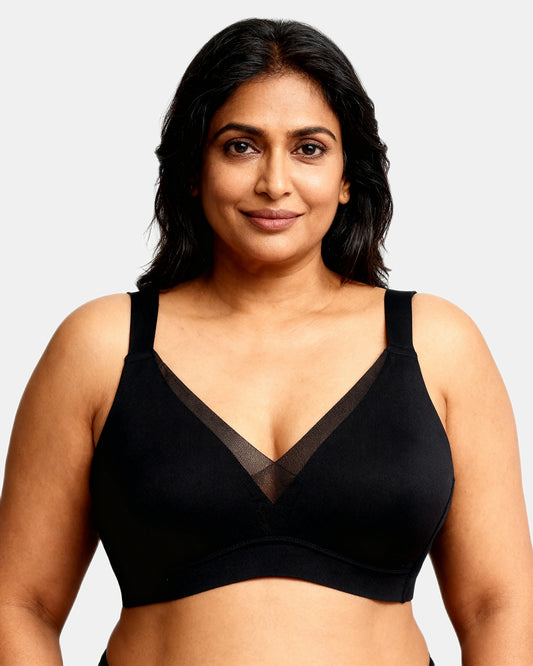 cross front v neck bra Black — Wear Rose