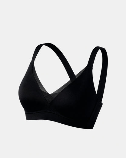 cross front v neck bra Black — Wear Rose