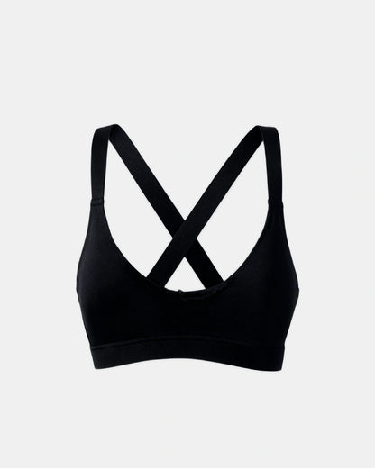 cross front v neck bra Black — Wear Rose