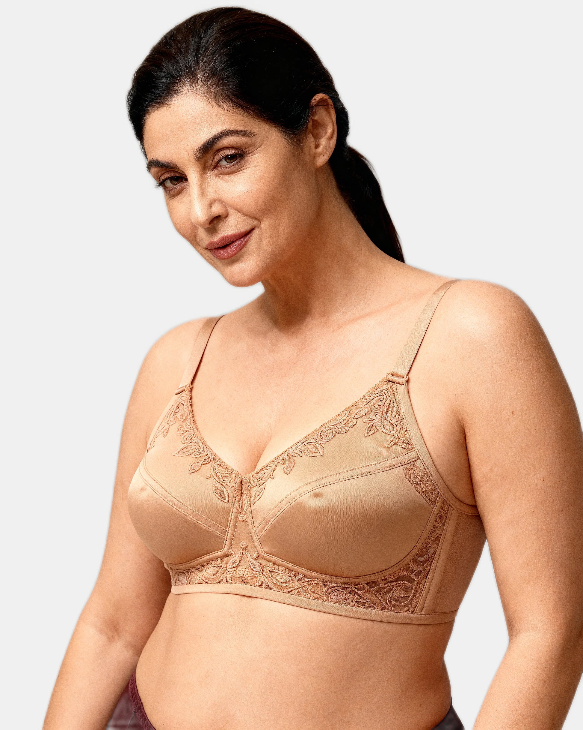 floral lace support bra Sand — Wear Rose