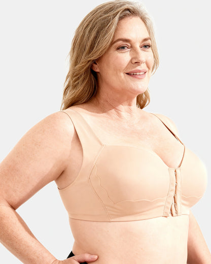 front closure lace trim bra Beige — Wear Rose