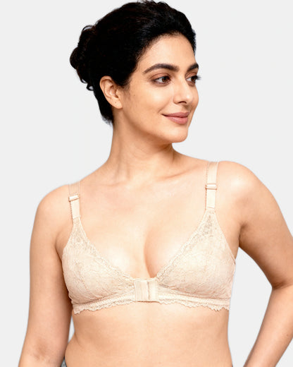 lace mesh push up bra Beige — Wear Rose