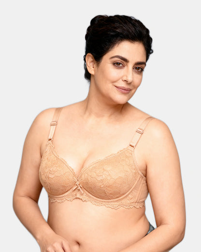 lace mesh push up bra Nude — Wear Rose