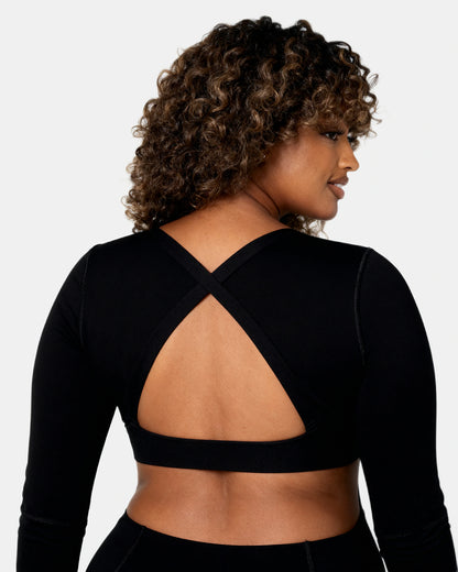 long sleeve baby tee Black — Wear Rose