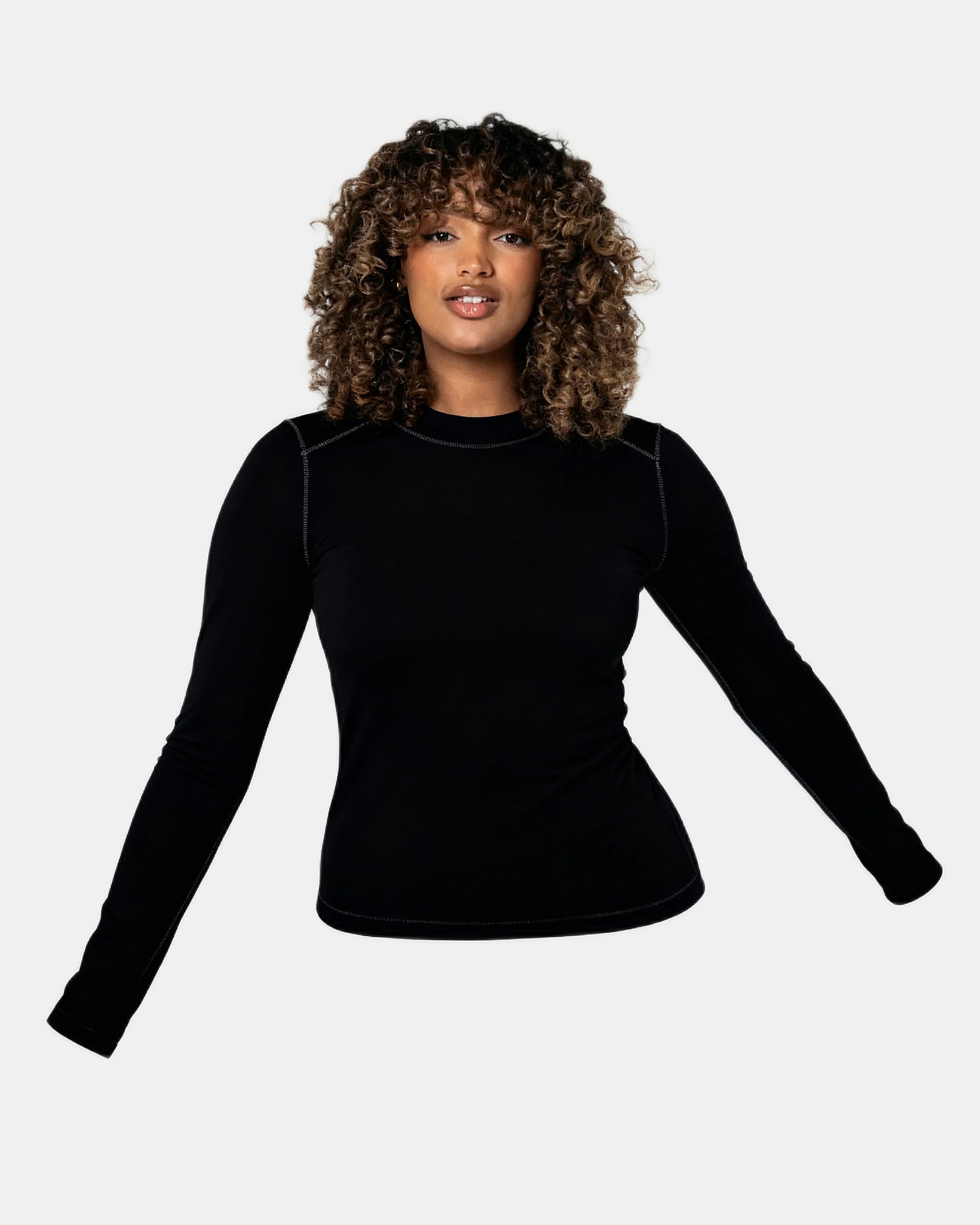 long sleeve baby tee Black — Wear Rose