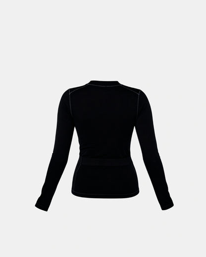long sleeve baby tee Black — Wear Rose