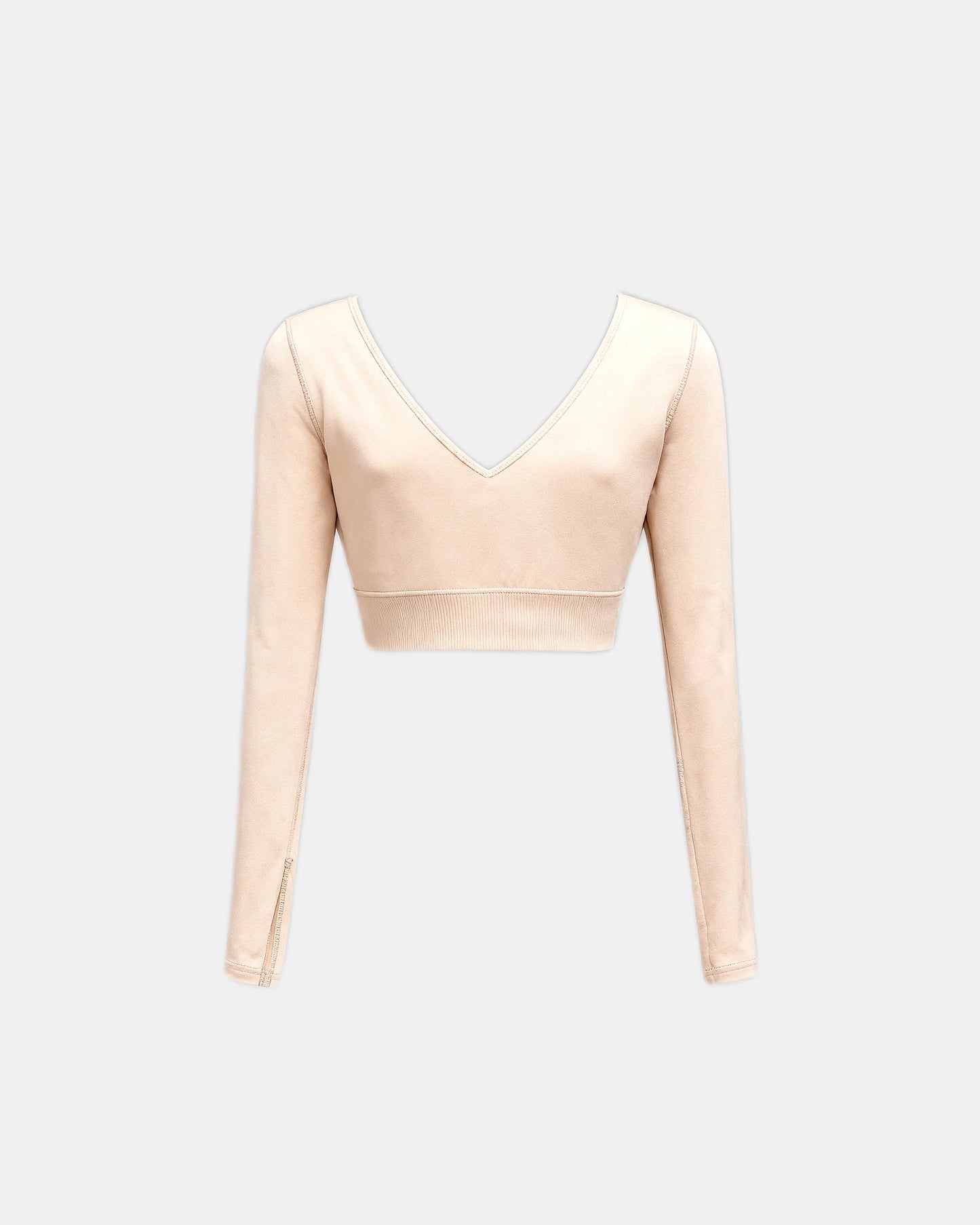 long sleeve ruched bodysuit Beige — Wear Rose