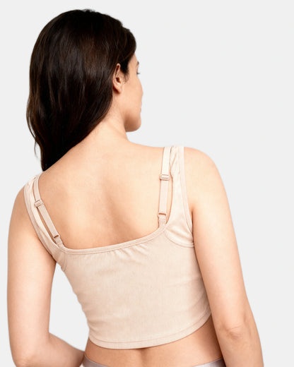 square neck ribbed tank Beige — Wear Rose