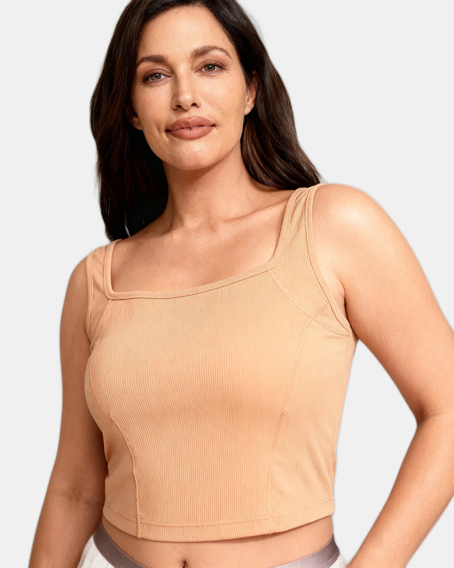 square neck ribbed tank Nude — Wear Rose