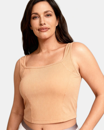 square neck ribbed tank Nude — Wear Rose