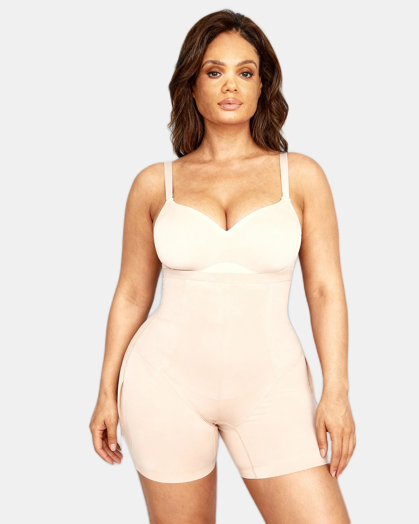 ultra high waisted bbl shorts Beige — Wear Rose
