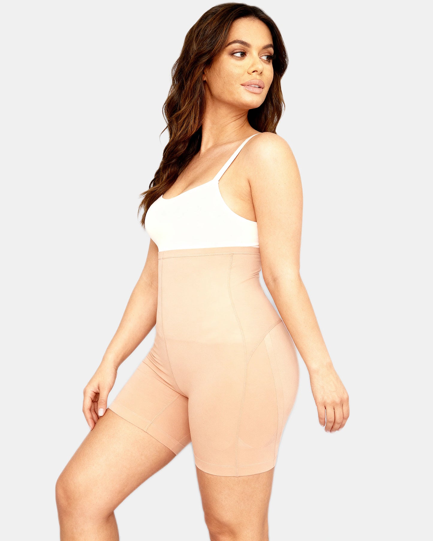 ultra high waisted bbl shorts Nude — Wear Rose