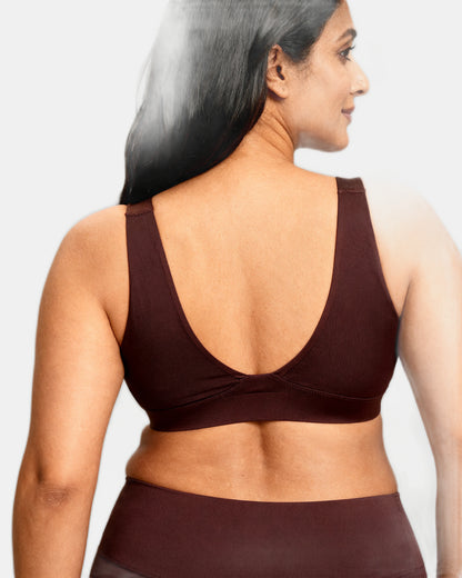 v neck wireless support bra Aubergine — Wear Rose
