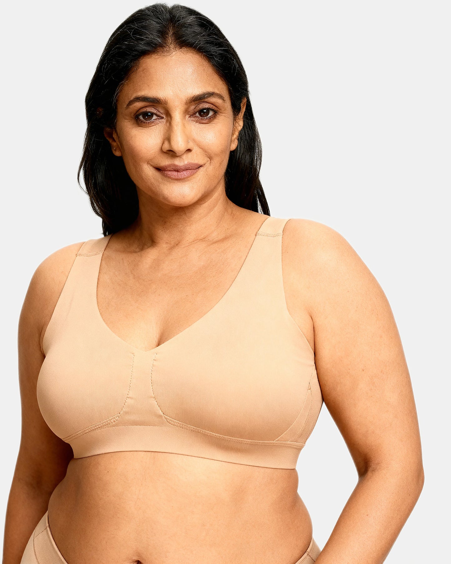 v neck wireless support bra Sand — Wear Rose