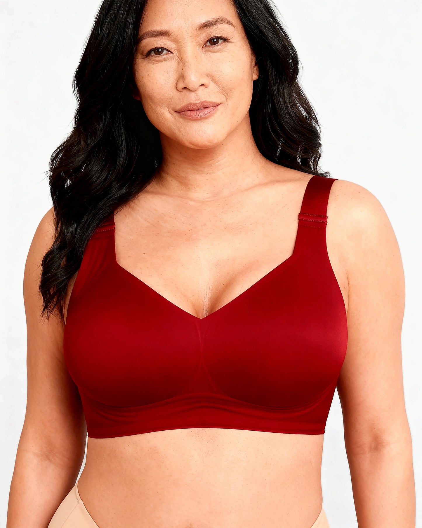women's wireless seamless full coverage t-shirt bra Red — Wear Rose