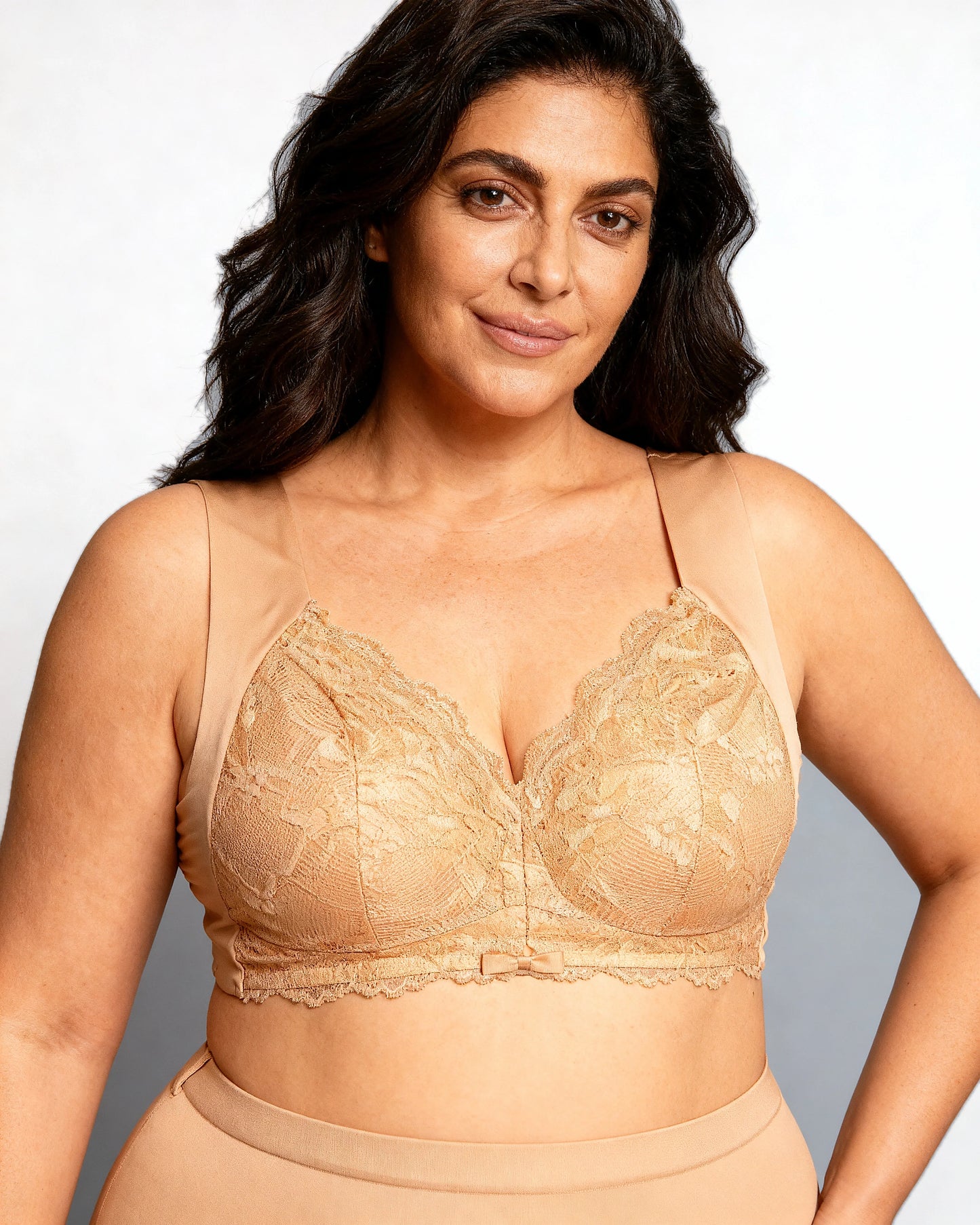 women's wireless lace front-closure bra Beige — Wear Rose