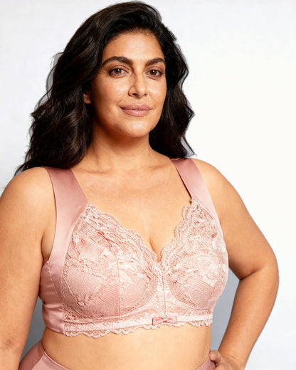 women's wireless lace front-closure bra Pink — Wear Rose