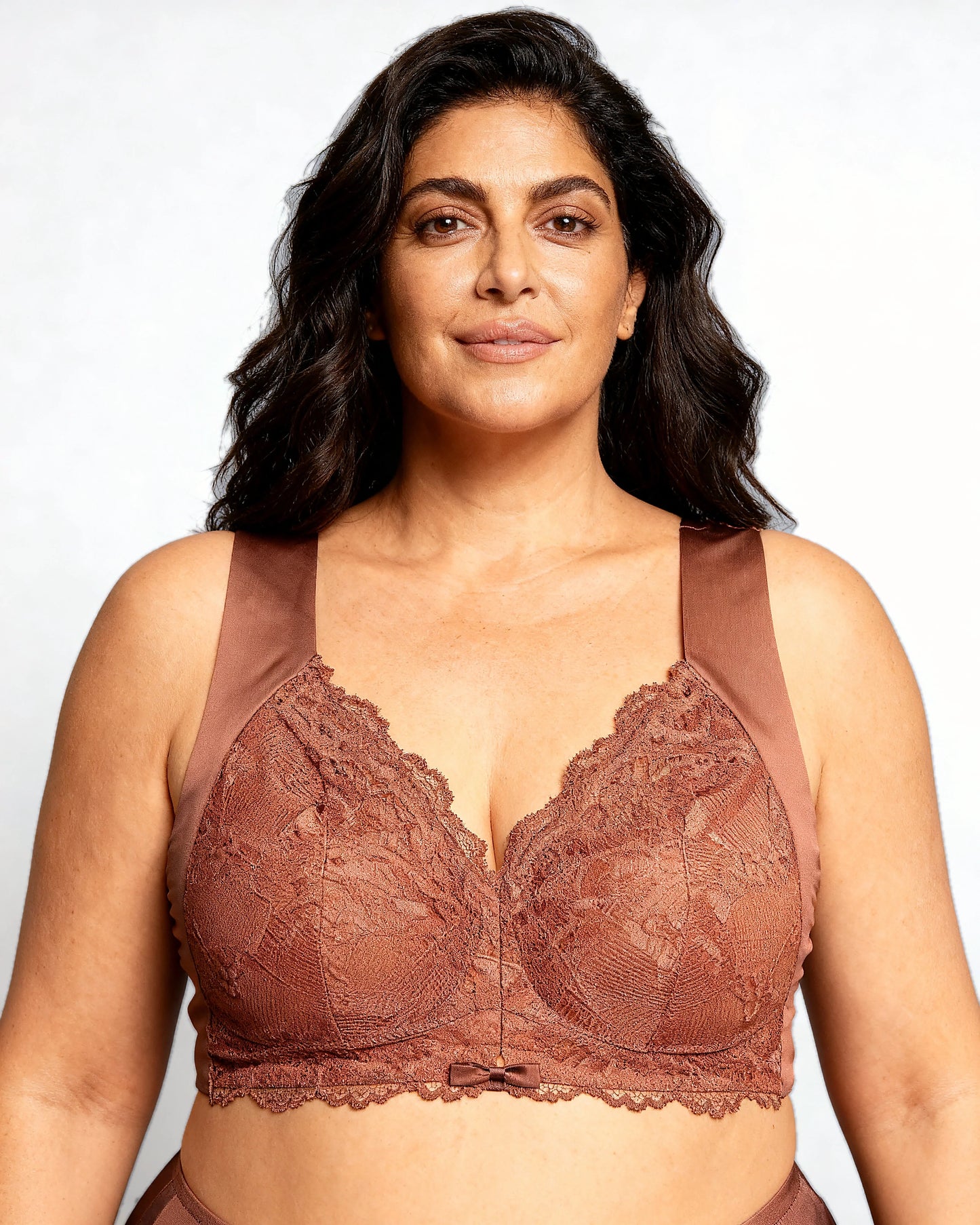 women's wireless lace front-closure bra Rose Brown — Wear Rose
