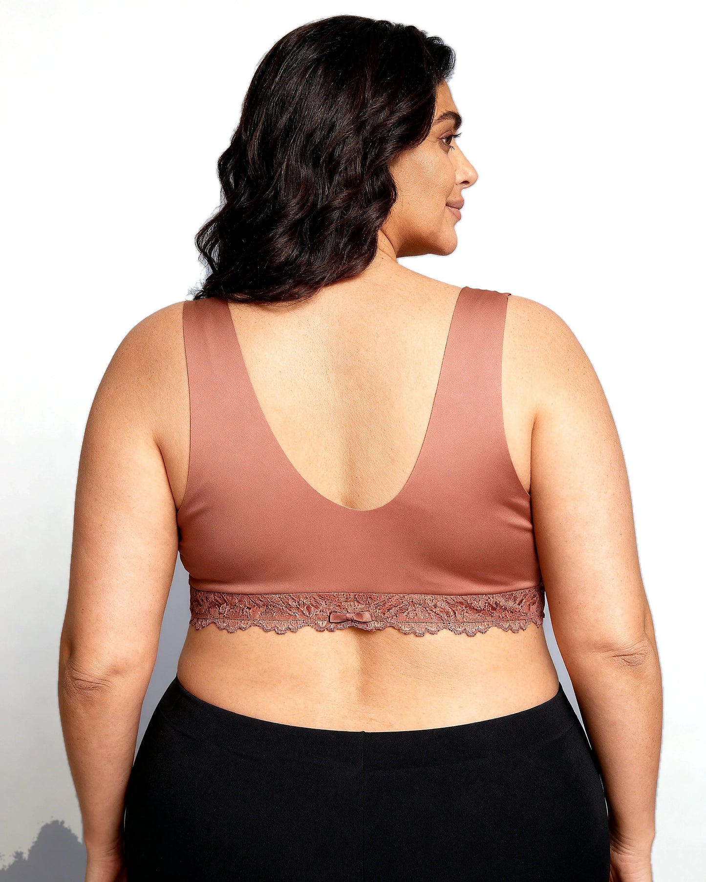 women's wireless lace front-closure bra Rose Brown — Wear Rose